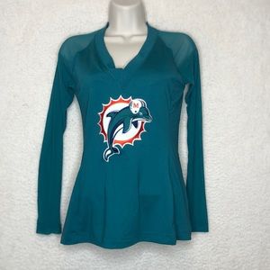 NWT All Sport Couture WildKat Miami Dolphins Long Mesh Sleeve Top XL